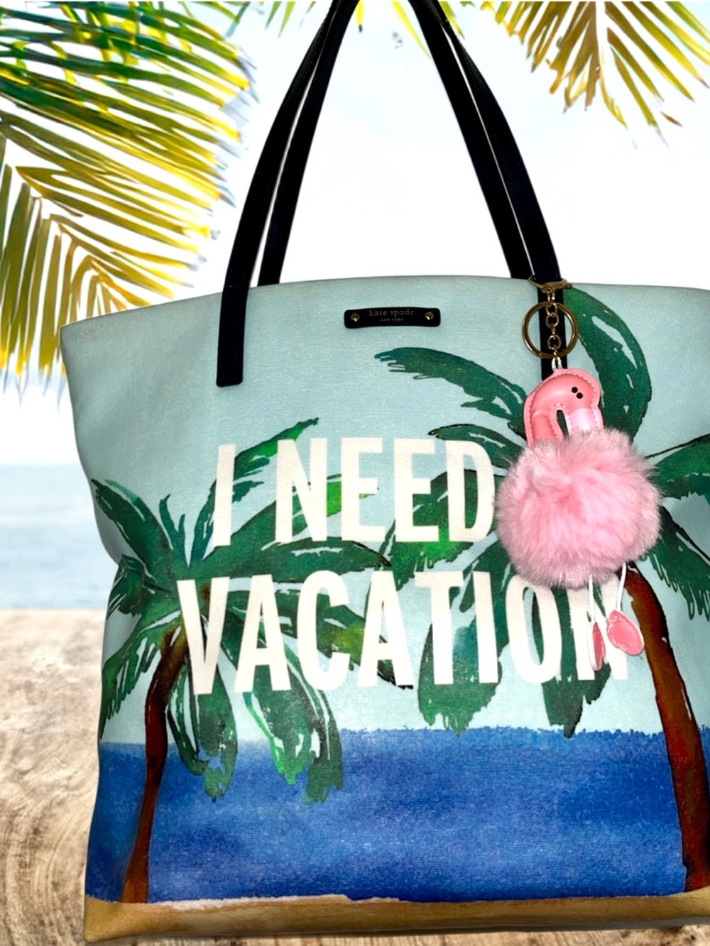 Kate Spade I Need A Vacation with Pink Flamingo Charm